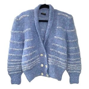 VINTAGE YVONNE BERGIN Ireland Vintage Handknit Mohair Wool Cardigan Sweater
Blue